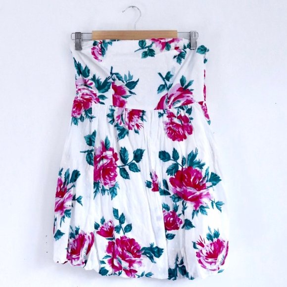 Urban Outfitters White Floral Strapless Dress - Picture 1 of 7